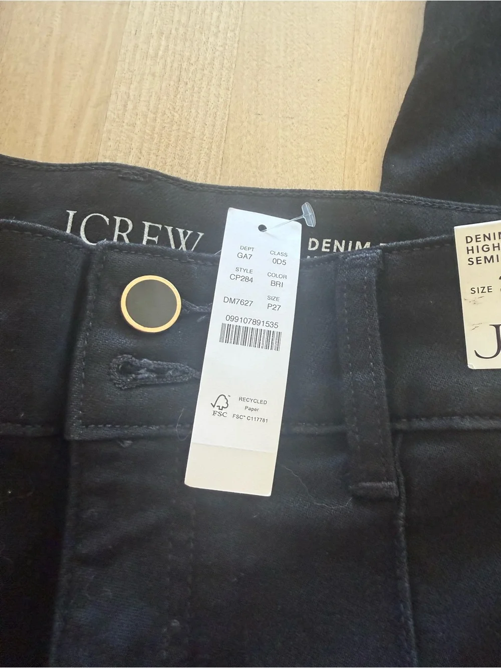 J. Crew Black High-Rise Denim Trouser